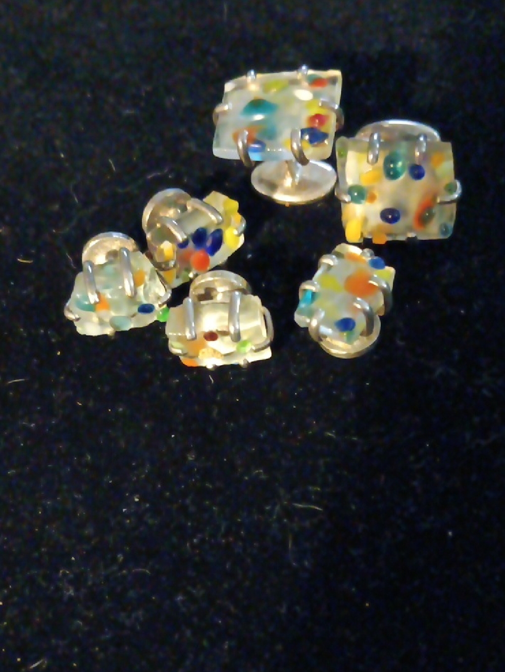 Handmade Multicolor Glass Stud Earrings Set